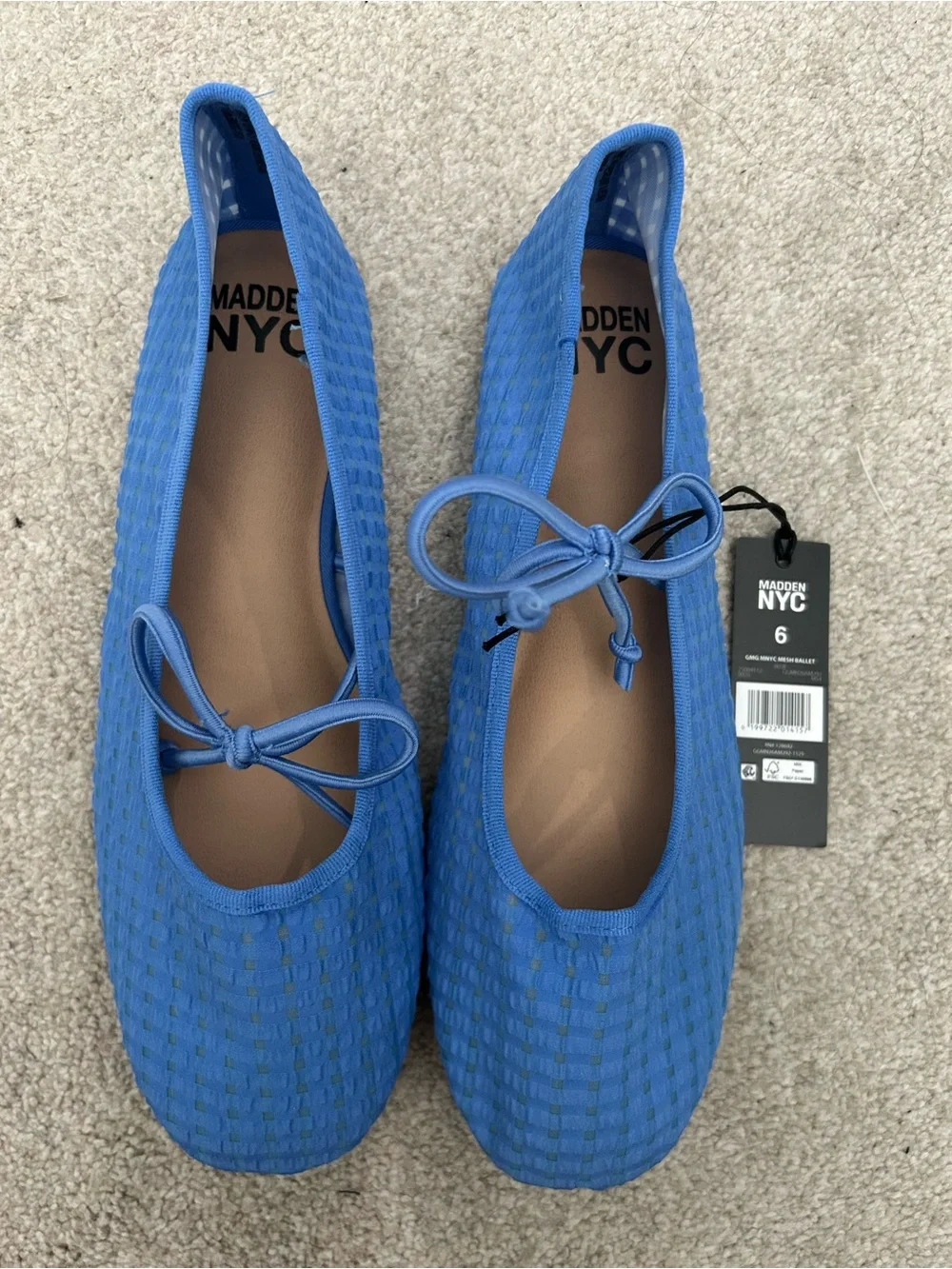 Madden NYC Girls' Blue Mesh Ballet Flats with Bow